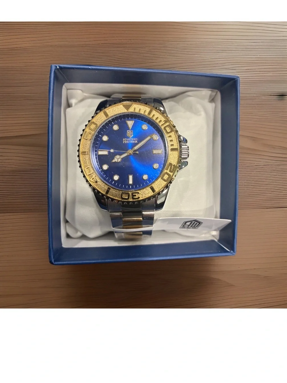 Two-Tone Blue Dial Men's Bracelet Watch